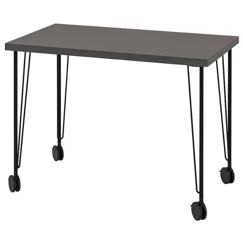 [IKEA] LINNMON 테이블(100X60)+KRILLE 바퀴다리세트 (다크그레이-블랙)