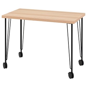 [IKEA] LINNMON 테이블(100X60)+KRILLE 바퀴다리세트 (참나무무늬-블랙)