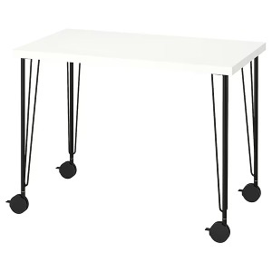 [IKEA] LINNMON 테이블(100X60)+KRILLE 바퀴다리세트 (화이트-블랙)