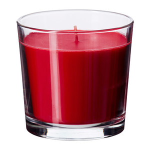 [IKEA] SINNLIG Scented candle in glass, Sweet berries, red/ 유리컵 향초 (9cm, 레드) 902.510.94