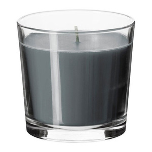 [IKEA] SINNLIG Scented candle in glass, Calming spa, grey/ 유리컵 향초 (9cm, 그레이) 102.510.88