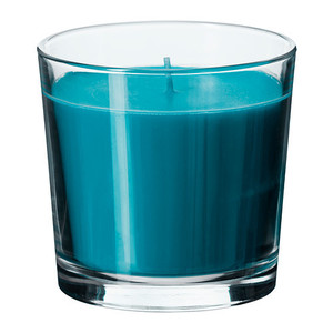 [IKEA] SINNLIG Scented candle in glass, Beach breeze, turquoise/ 유리컵 향초 (9cm, 청록색) 402.515.48