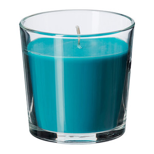 [IKEA] SINNLIG Scented candle in glass, Beach breeze, turquoise/ 유리컵 향초 (7.5cm, 청록색) 402.377.03