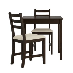 [IKEA] LERHAMN 2인용 테이블세트/테이블+의자2개/(블랙브라운)
