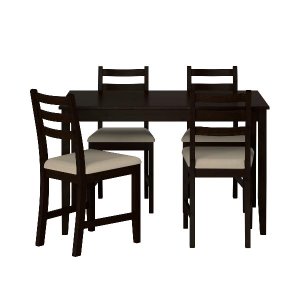 [IKEA] LERHAMN 4인용 테이블세트/테이블+의자4개/(블랙브라운)