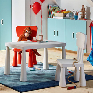 [IKEA] MAMMUT 사각 테이블 + 등받이의자 2개 SET
