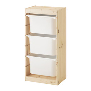 [IKEA] TROFAST 수납콤비네이션+수납함 (44*30*91 소나무/화이트) 091.030.08